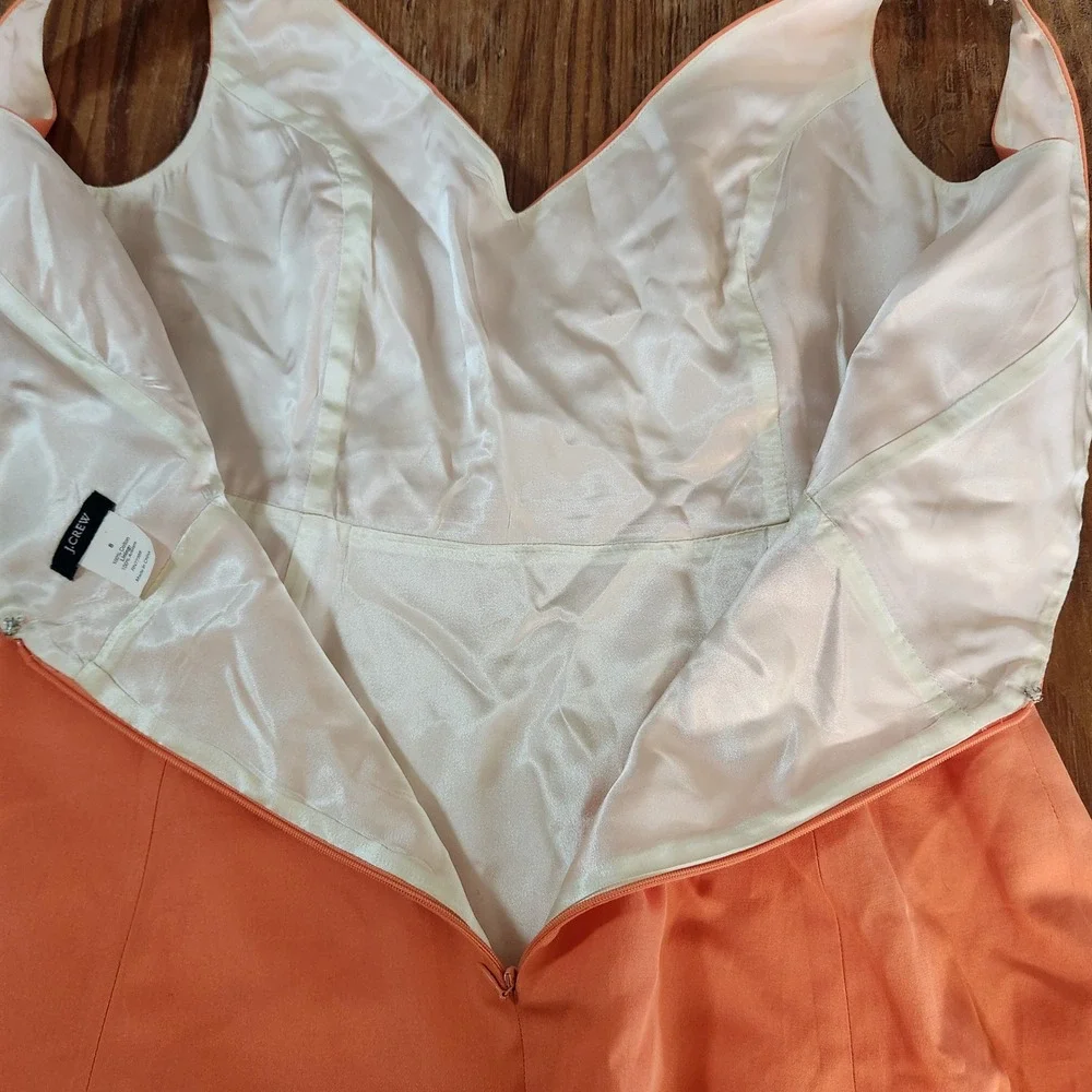 J. Crew Women's Orange Cotton A-Line Sleeveless Dress Sz 6 Lined‎ V-Back & Neck